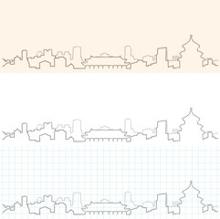 Beijing Hand Drawn Skyline