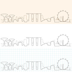 Naklejka premium Singapur ręcznie rysowane Skyline