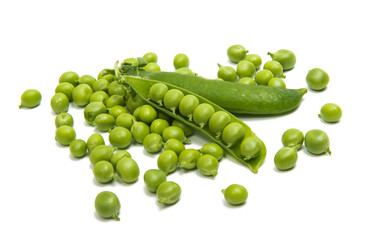 Green young peas isolated