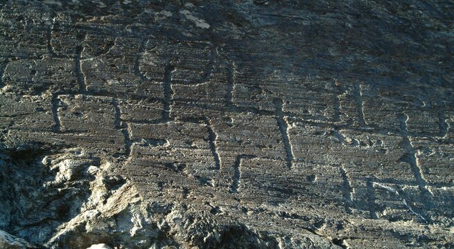Petroglyphs in the Natural Reserve in Grosio, Valtlellina, Lombardy, Italy, Europe