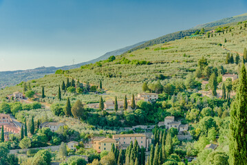 Panorama of the city of spello an umbria italy