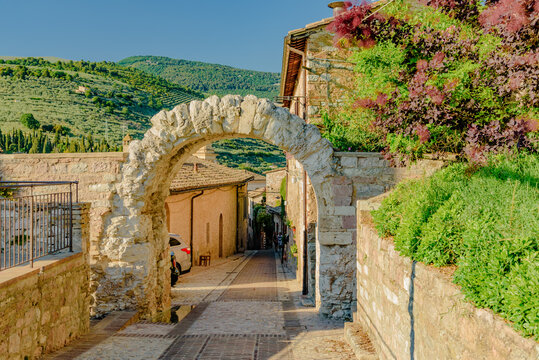 Panorama of the city of spello an umbria italy