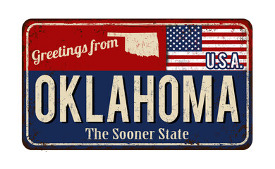 Greetings from Oklahoma vintage rusty metal sign