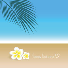 Fototapeta na wymiar happy holidays am strand unter palmen