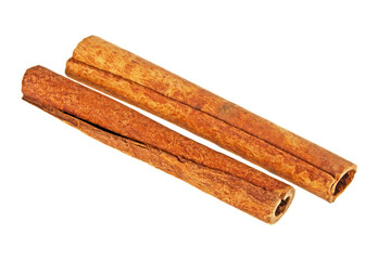 Cinnamon sticks on white background
