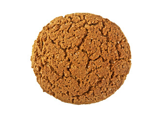 Oatmeal cookie isolated on a white background. Top view.