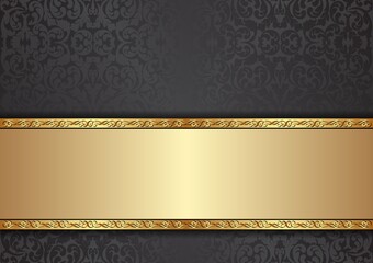 decorative background with floral pattern and golden ornaments