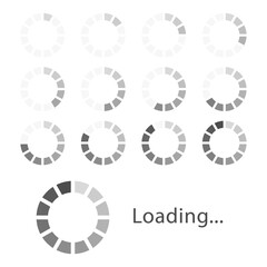 Circular loading sign, gray isolated on white background, vector illustration.