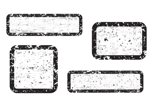 Set of empty grunge stamp, graphic design elements, black isolated on white background, vector illustration.