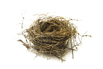 Natural Birds Nest on a White Background