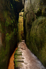 Mysterious rocky gorge, Adrspach - Teplice rocks, Czech republic, Europe.