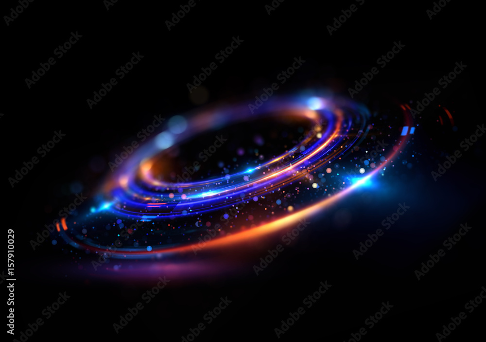 Wall mural abstract background. luminous swirl. elegant glowing circle. bright spiral. glow ribbon. empty space