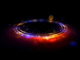 Abstract background. luminous swirl. Elegant glowing circle. Bright spiral. Glow ribbon. Empty space. .Sparkling particle. Space tunnel. Glossy orbit. Colorful ellipse. Glint galaxy. Oval stage