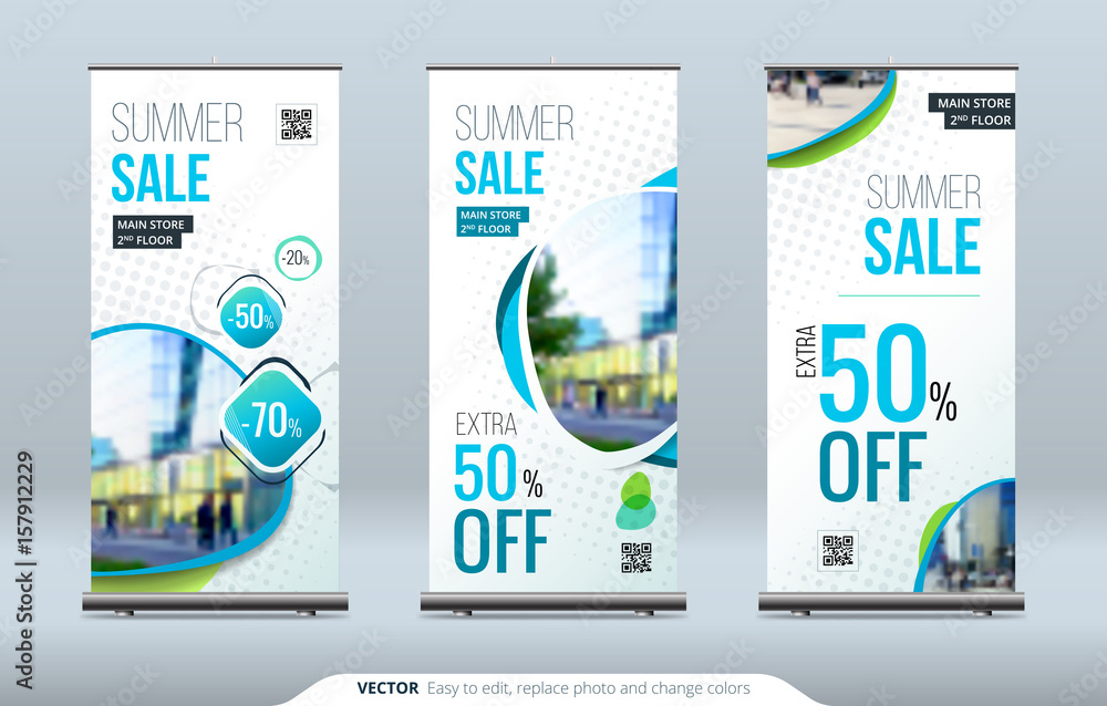 Canvas Prints business roll up banner stand. presentation concept. abstract modern roll up background. vertical ro