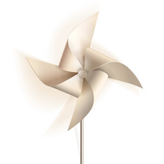 Pinwheel. Toy windmill propeller from white paper. Vector illustration.