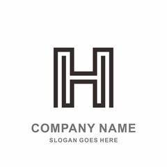 Monogram Letter H Geometric Square Strips Architecture Interior Construction Business Company Stock Vector Logo Design Template 