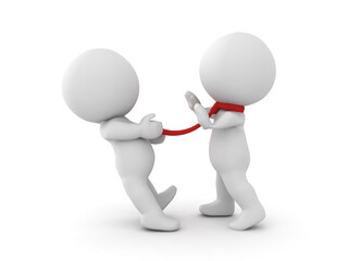 3D illustration of a person grabbed by his tie