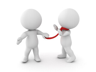 3D illustration of demanding boss grabbing an employee