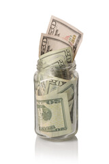 Small Tip Jar stuffed with money