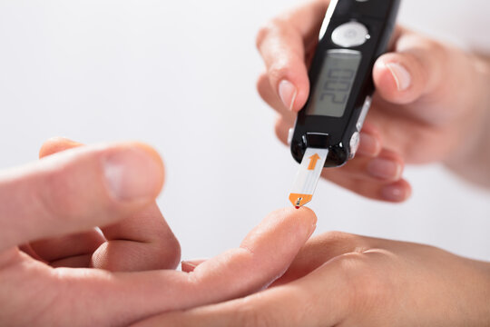 Finger Prick For Glucose Sugar Measuring Level Blood Test