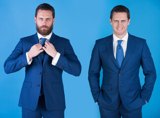 man or businessman with opposite emotions