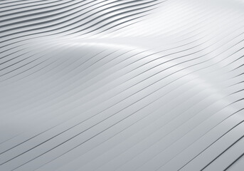 3D Rendering of Abstract Flowing Wavy White Stripes Background with Soft Reflections and Shadows