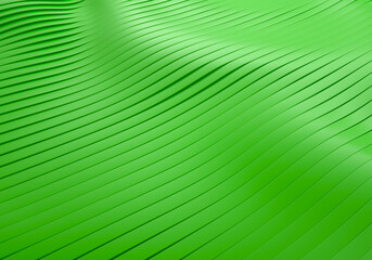 3D Rendering of Abstract Flowing Wavy Green Stripes Background with Soft Reflections and Shadows