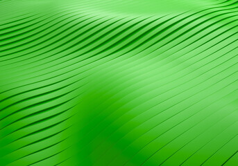 Obraz premium 3D Rendering of Abstract Flowing Wavy Green Stripes Background with Soft Reflections and Shadows