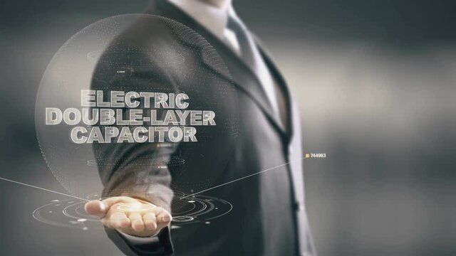 Electric Double-Layer Capacitor with hologram businessman concept