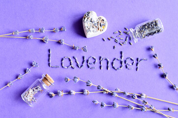 Dry lavender flowers collage