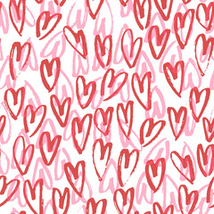 Pattern of hearts hand drawn vector sketch. Seamless heart art background hand drawn by marker or felt-tip pen drawing. Romantic symbols for love greeting valentines elements.