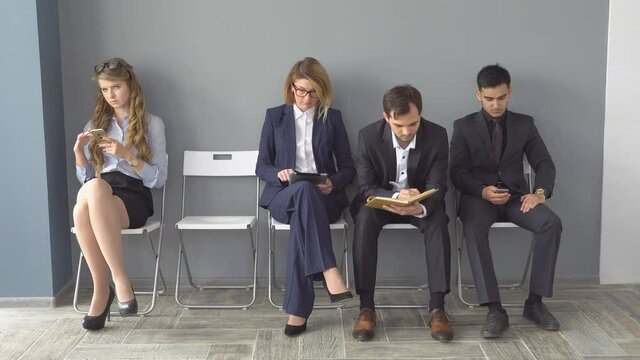 timelapse of the unemployed waiting for job interviews. screening of candidates for the vacant position. the problem of employment of young specialists