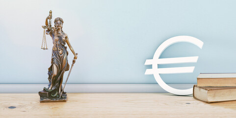 Lady Justice Statue with european euro currency symbol