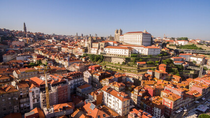 Fototapeta na wymiar Panoramic aerial view of Porto in a beautiful summer day, Portugal