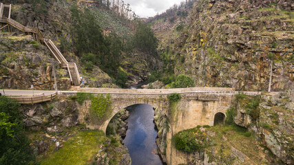 Fototapeta premium Aerial view of Paiva Nature Walkways on Paiva river, Portugal