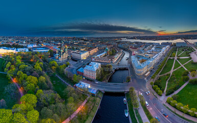 Peterburg. River Moika. The Church of the Savior on Blood. The Field of Mars.