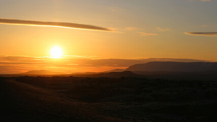 Icelandic sunset in orange