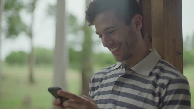 Man using smart phone