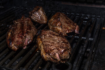 Picanha cow steak beef barbecue on a iron grill