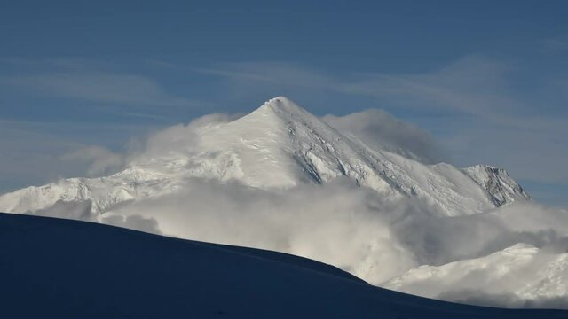 Snow-covered peak of Denali, also known as Mount McKinley, Denali National Park, Alaska, USA