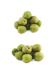 Pile of green olives isolated