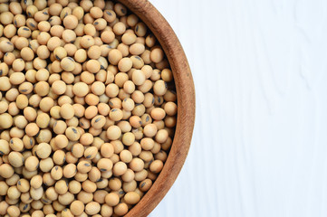 Soy beans in bowl for background