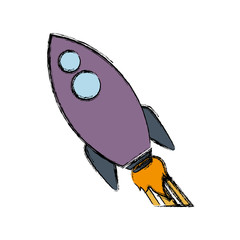 space rocket icon over white background. colorful design vector illustration