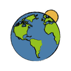 earth planet icon over white background. vector illustration