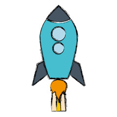 space rocket icon over white background. colorful design vector illustration