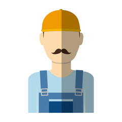 construction worker with safety helmet over white background vector illustration