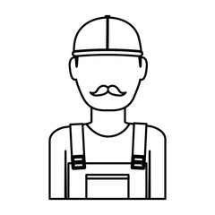 construction worker with safety helmet icon over white background. vector illustration