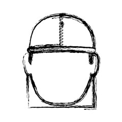 construction worker with safety helmet icon over white background. vector illustration