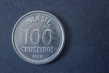 A hundred cruzeiros 1985 Brazil tail coin, vintage old, difficult and rare to find.