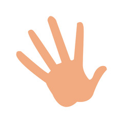 Cartoon hand showing the five fingers. Vector illustration isolated
